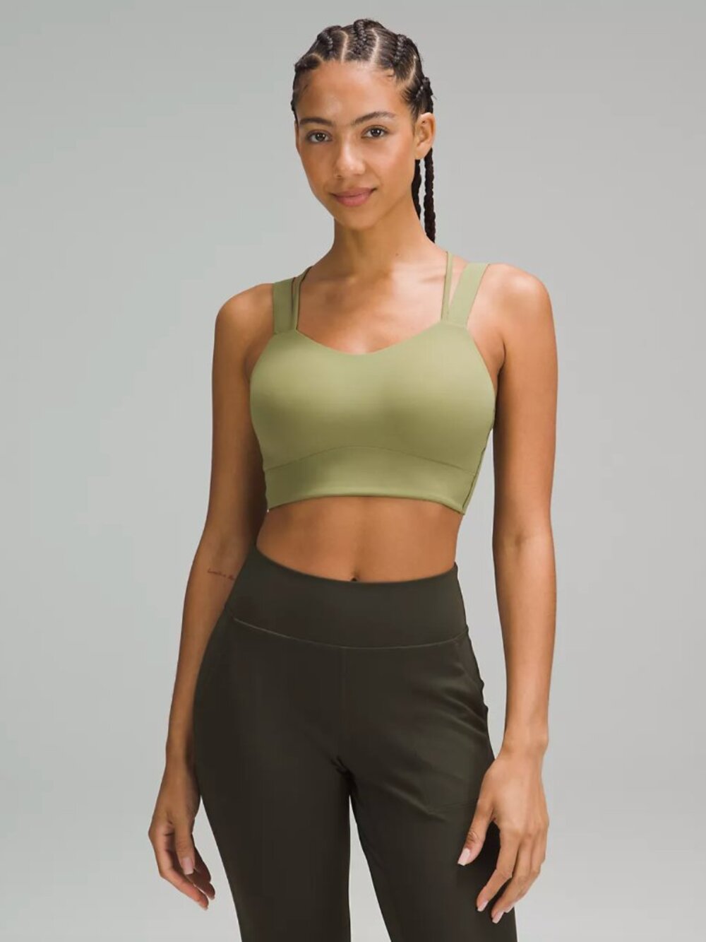 Lululemon Like a Cloud Longline Bra D/DD in Bronze Green Size 8
